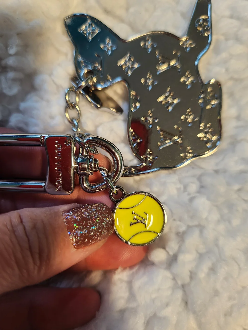 Louis Vuitton Silver Monogram Puppy  Keychain Charm - Picture 4 of 7